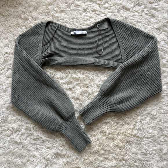 Zara Green Ribbed Women's Sweater - Picture 1 of 8
